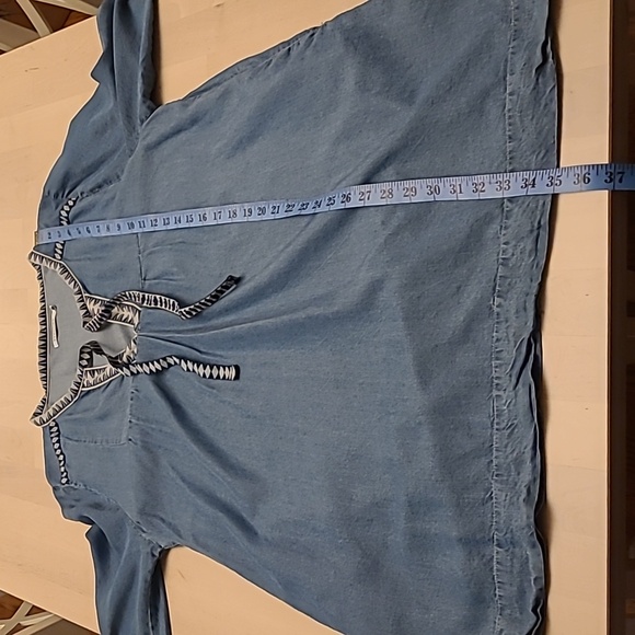 LIKE NEW Y2K Kenneth Cole Reaction Denim Look with Western Trim Mini Dress/Tunic - Picture 5 of 13